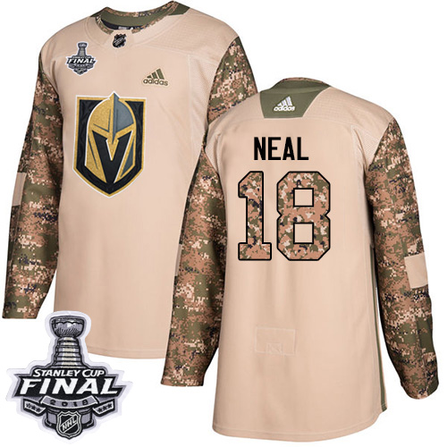Adidas Golden Knights #18 James Neal Camo Authentic Veterans Day 2018 Stanley Cup Final Stitched Youth NHL Jersey